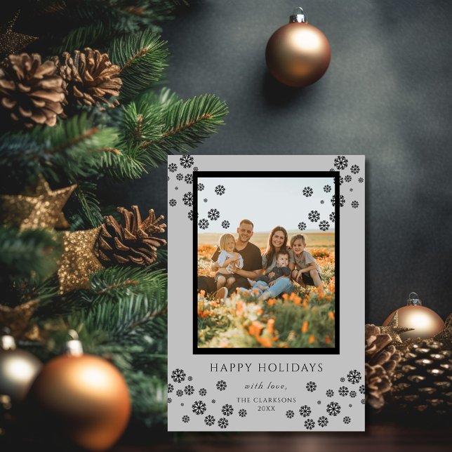 Carte de vœux Joyeuses Fêtes avec photo de flocons (Créateur téléchargé)