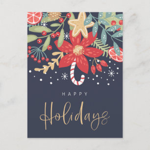Carte de vœux Joyeuses Fêtes Canne de Bonbon   Car