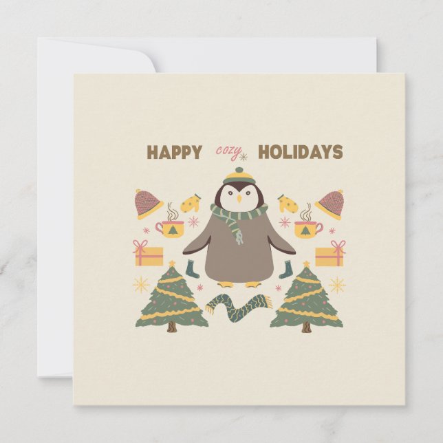 Carte de vœux joyeuses fêtes cosy (Devant)