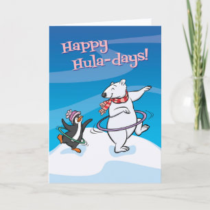 Carte de vœux Joyeuses Fêtes Hula (intérieur vide)