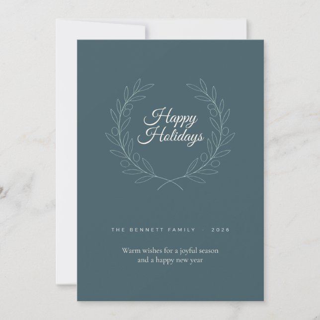 Carte de vœux Joyeuses Fêtes Olive Vert Profond (Devant)