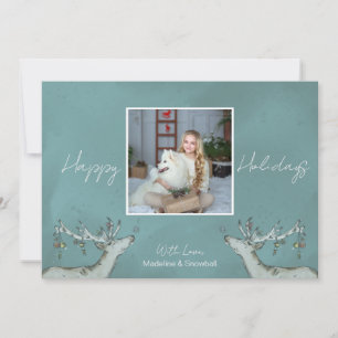 Carte de vœux Joyeuses Fêtes Photo Cerf Un