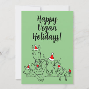 Carte de vœux joyeuses fêtes véganes