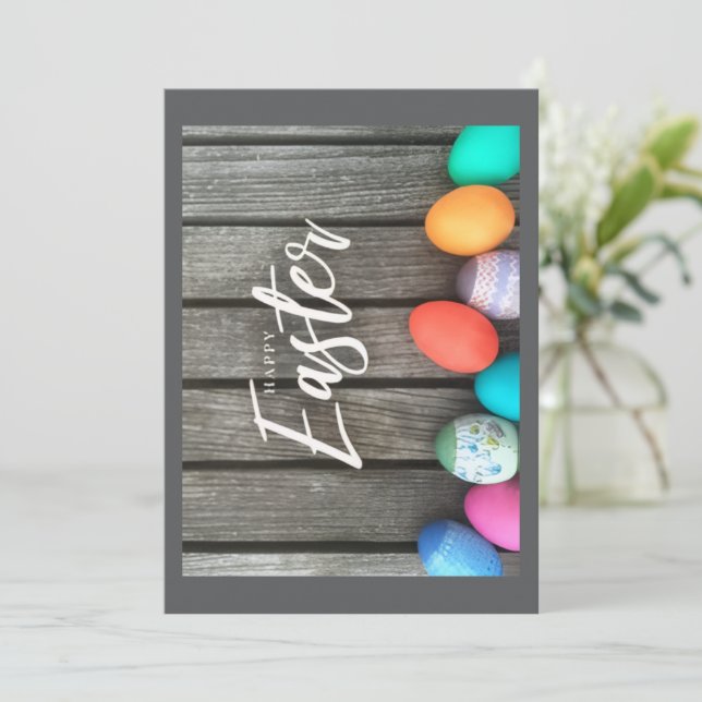 Carte de vœux Joyeuses Pâques (Debout devant)