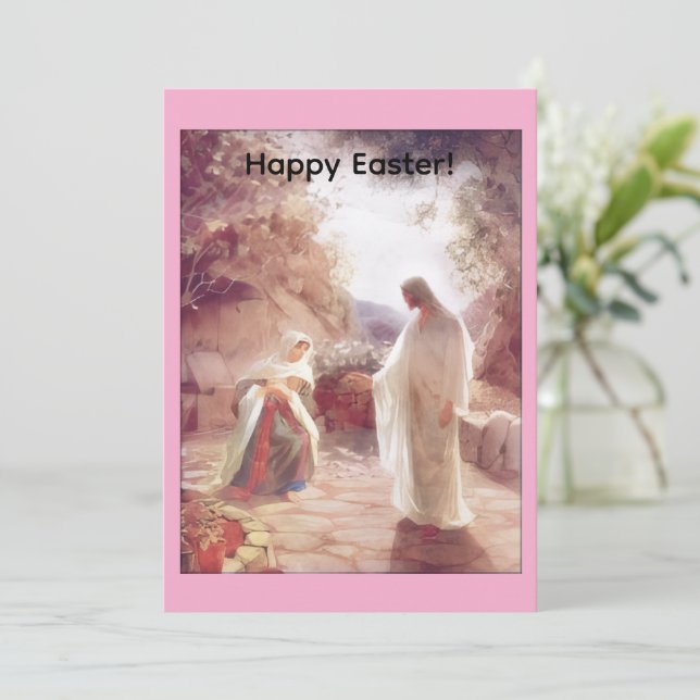 Carte de vœux Joyeuses Pâques (Debout devant)