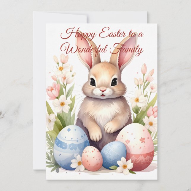 Carte de vœux Joyeuses Pâques – Lapin de Pâques au (Devant)