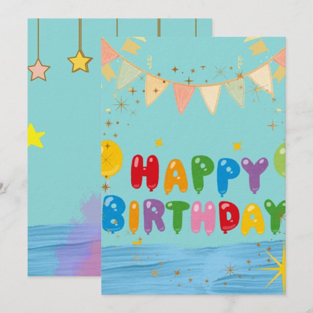 Carte de vœux Joyeux Anniversaire  (Devant / Derrière)