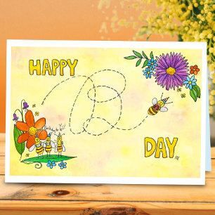 Carte de vœux Joyeux Anniversaire Abeilles de Nico