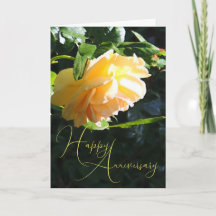 Carte de vœux Joyeux Anniversaire avec rose jaune