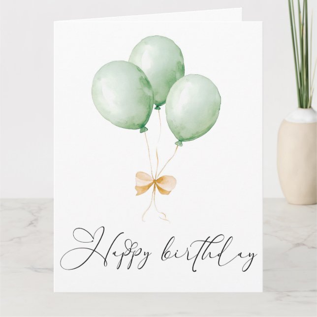 Carte de vœux Joyeux Anniversaire Ballons et Ruban (Devant)