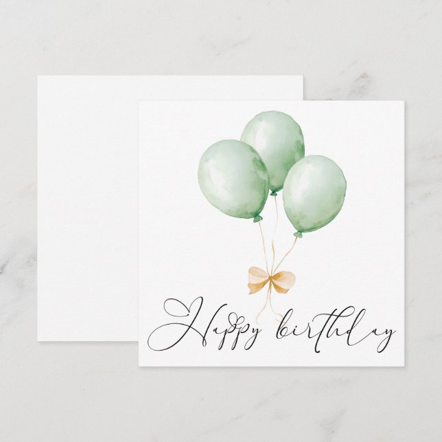 Carte de vœux Joyeux Anniversaire Ballons et Ruban (Devant / Derrière)