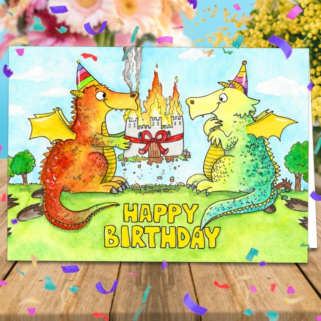 Carte de vœux Joyeux Anniversaire de dragons par N (Créateur téléchargé)
