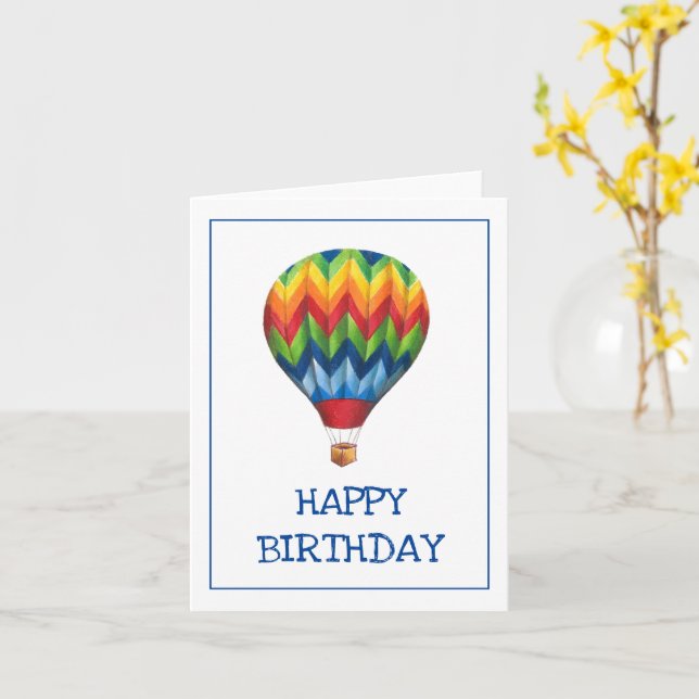 Carte de voeux "Joyeux anniversaire" Hot Air Ballo (Fleur jaune)
