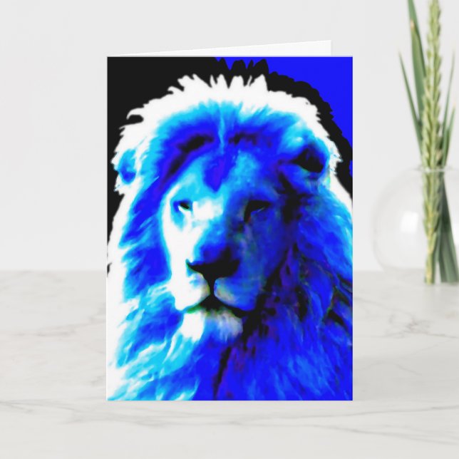 Carte de voeux 'Joyeux anniversaire' Lion Head Blu (Devant)