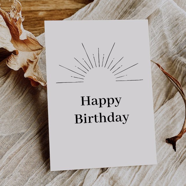 Carte de vœux Joyeux anniversaire Soleil moutarde (Happy birthday Sun mustard greetings card)