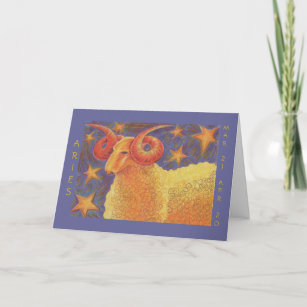 Carte de voeux 'Joyeux anniversaire' Zodiac Aries