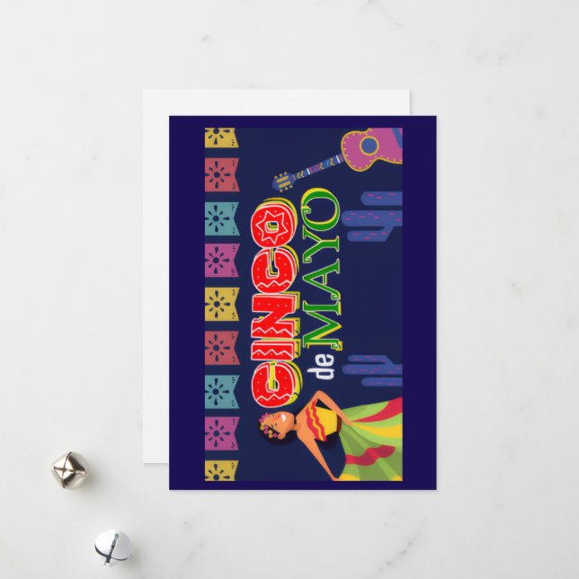 Carte de vœux Joyeux Cinco de Mayo (Devant/Arrière en situation)