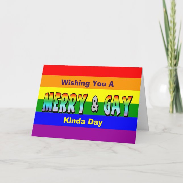 Carte de voeux Joyeux et Gay LGBT Rainbow (Devant)