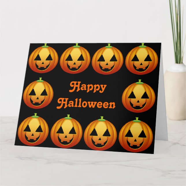 Carte de vœux Joyeux Halloween Citrouilles (Devant)