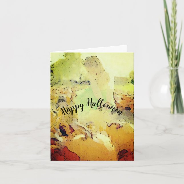 Carte de vœux joyeux Halloween dans le champ de ci (Devant)
