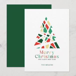 Carte de vœux Joyeux Noël Bonne Année Arbre 