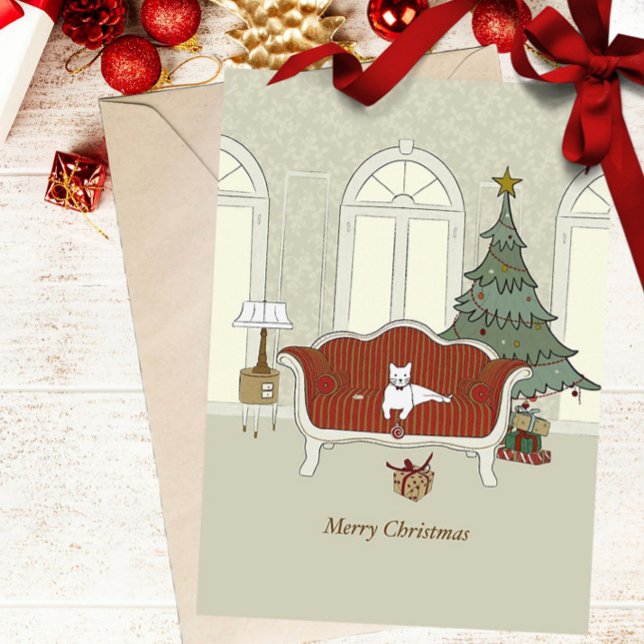 Carte de vœux Joyeux Noël Chat Blanc (Créateur téléchargé)