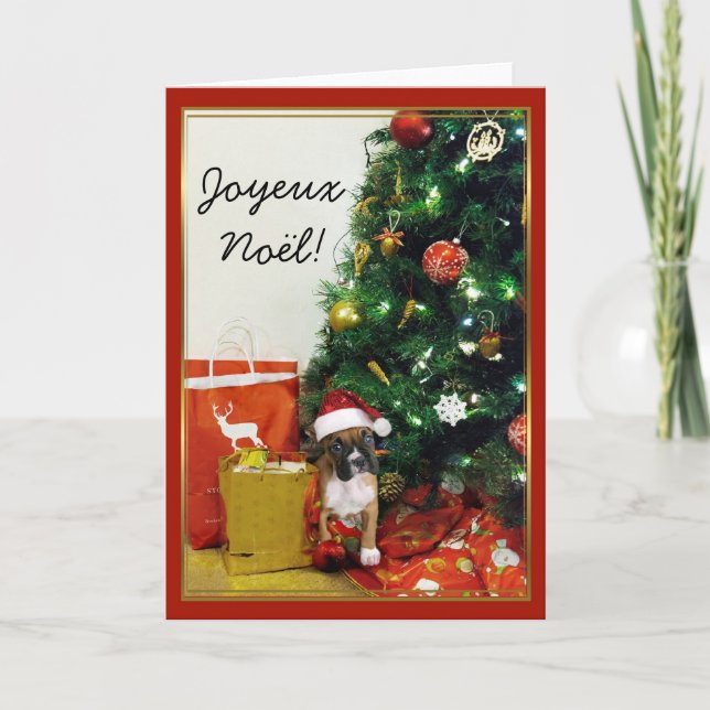 Carte de voeux Joyeux Noël Noël Boxer Dog (Devant)