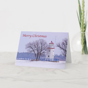 Carte de voeux Joyeux Noël Phare Cheboygan