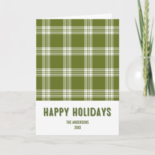 Carte de voeux Joyeux Noël Vert Plaid (Devant)