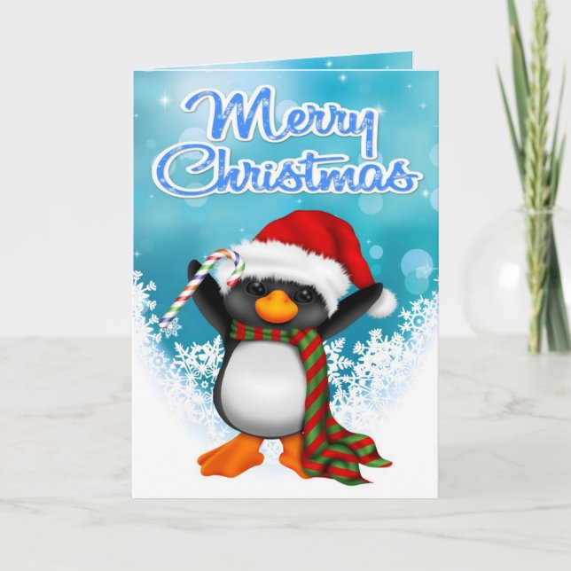 Carte de voeux Joyeux Pingouin de Noël (Devant)