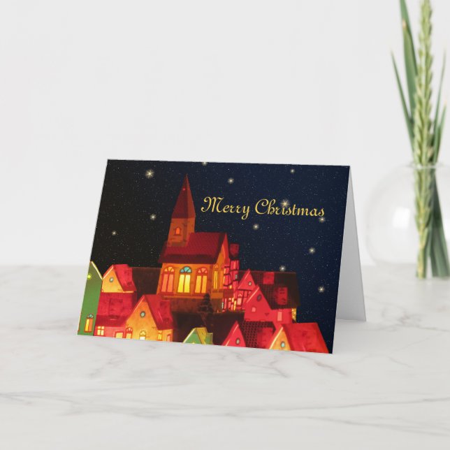Carte de voeux Joyeux Village de Noël (Devant)