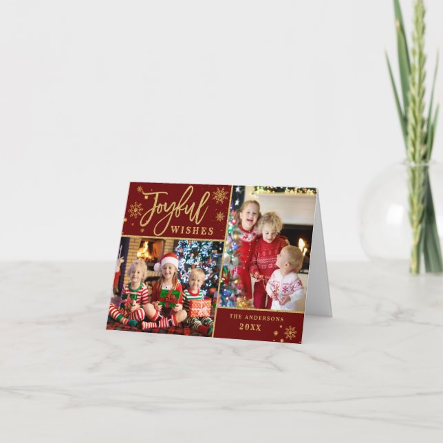 Carte de voeux Joyful Gold Frame 3 PHOTO Holiday (Devant)