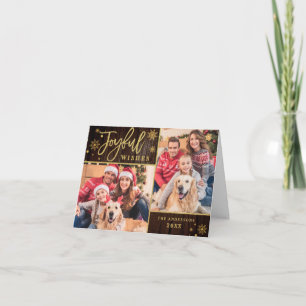 Carte de voeux Joyful Gold Frame 3 PHOTO Holiday