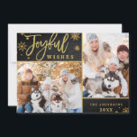 Carte de voeux Joyful Gold Frame Chalkboard 2 PHOT<br><div class="desc">Carte de voeux Joyful Gold Frame Chalkboard 2 PHOTO. Apportez de la joie à vos proches et rendez la fête inoubliable avec cette collection : https://www.zazzle.com/collections/christmas_joyful_gold-119448944837872737?rf=238259176291992805 Pour plus de personnalisation,  cliquez sur le lien "customiser plus" et utilisez notre outil de design pour modifier ce modèle.</div>