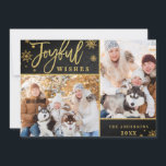 Carte de voeux Joyful Gold Frame Chalkboard 2 PHOT<br><div class="desc">Carte de voeux Joyful Gold Frame Chalkboard 2 PHOTO. Apportez de la joie à vos proches et rendez la fête inoubliable avec cette collection : https://www.zazzle.com/collections/christmas_joyful_gold-119448944837872737?rf=238259176291992805 Pour plus de personnalisation,  cliquez sur le lien "customiser plus" et utilisez notre outil de design pour modifier ce modèle.</div>