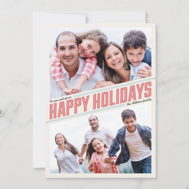 Carte de vœux Joyuses Fêtes inclinée 2 Photo (Devant)