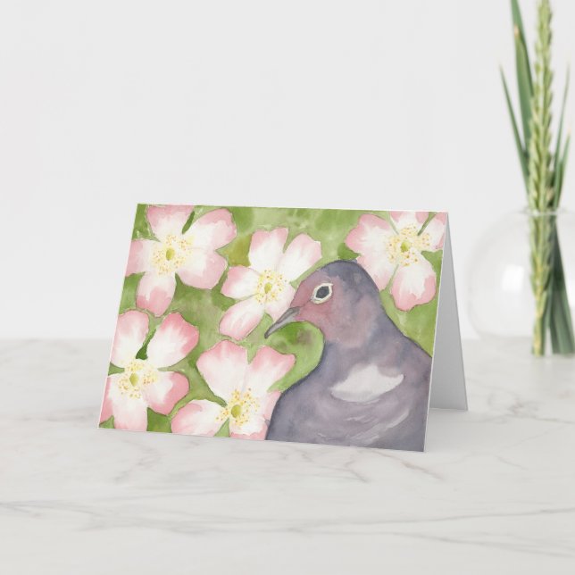 Carte de vœux juin; Roses & Dove (Devant)