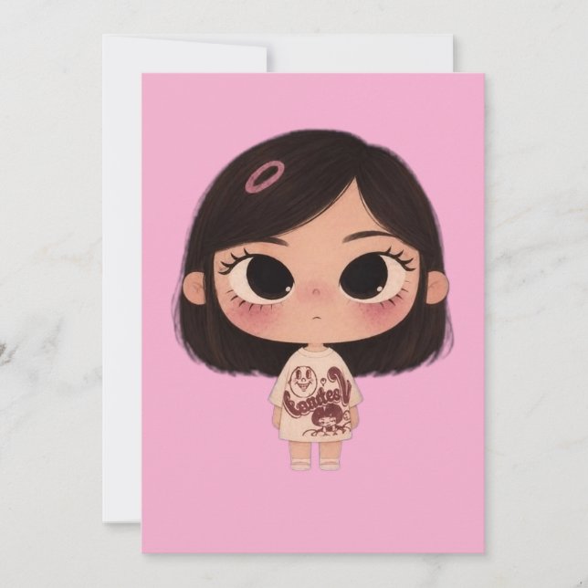 Carte de vœux Kawaii Fille Chibi Mignonne (Devant)