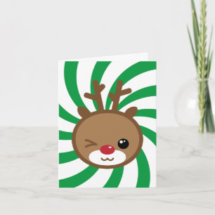 Carte de voeux Kawaii Reindeer