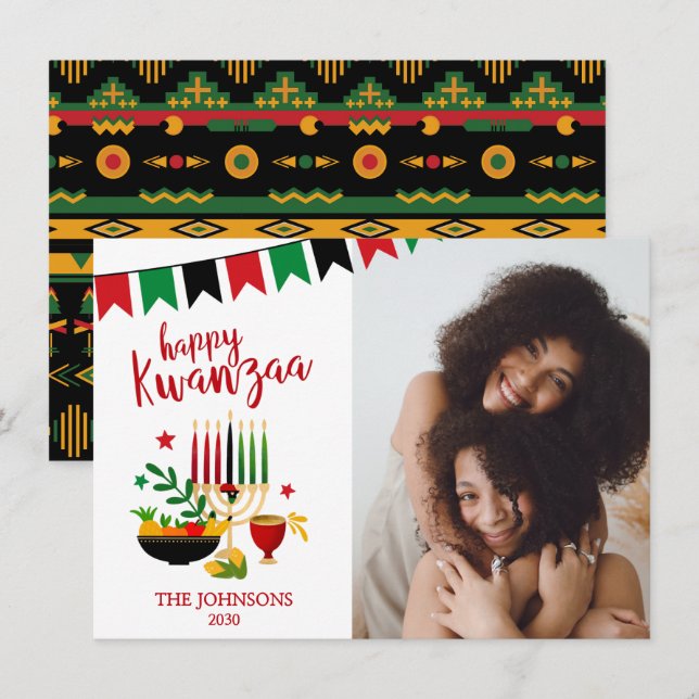 Carte de vœux Kwanzaa avec photo (Devant / Derrière)
