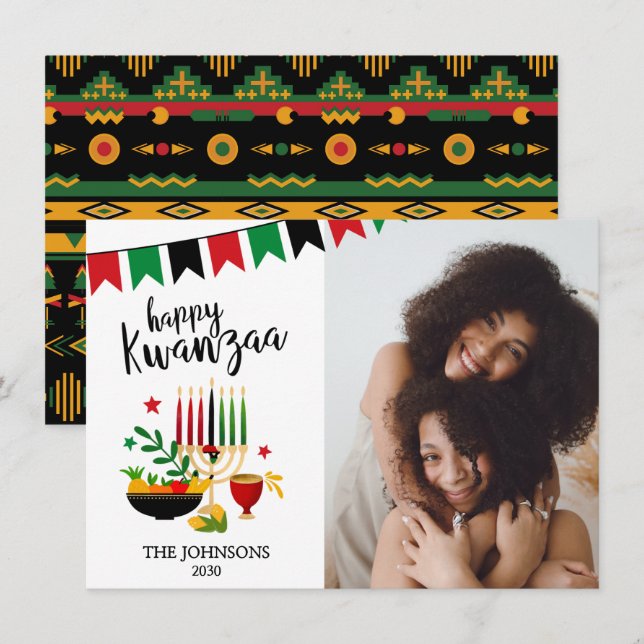 Carte de vœux Kwanzaa avec photo (Devant / Derrière)