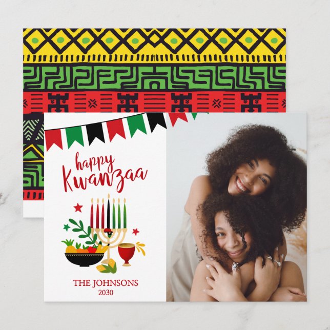 Carte de vœux Kwanzaa avec photo (Devant / Derrière)