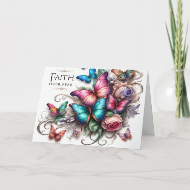 Carte de vœux La foi surmonte la peur Carte vibran (Devant)