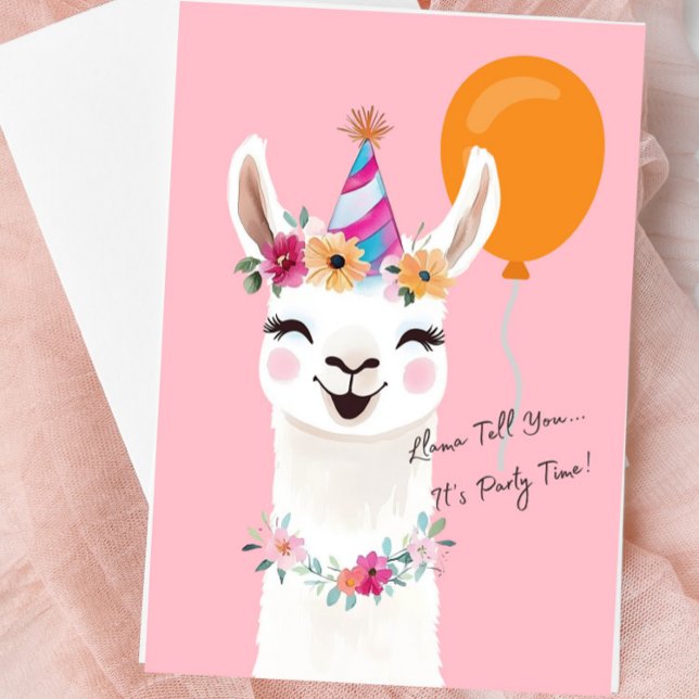 Carte de vœux lama “Lama vous dit…” (Cute Llama Blank Greeting Card)