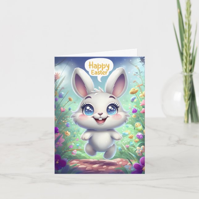 Carte de voeux lapin adorable (Devant)