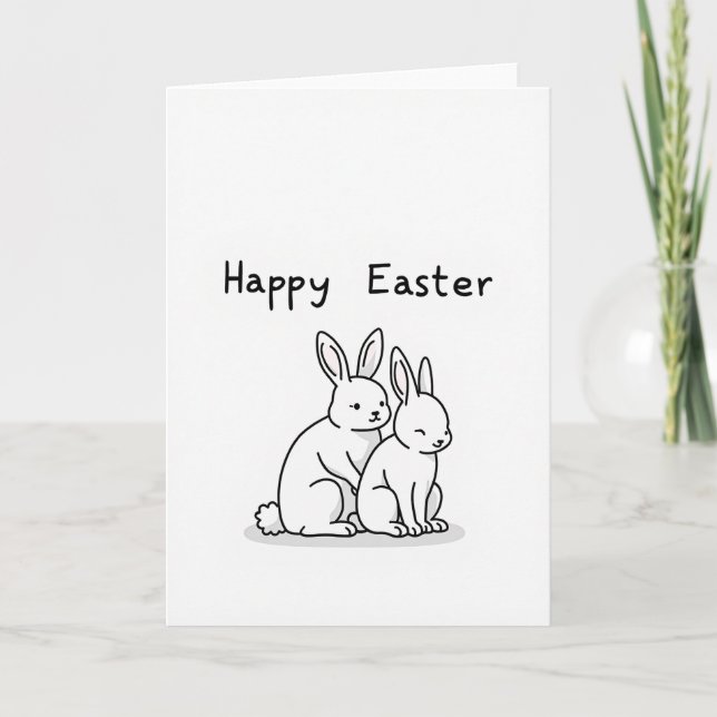 Carte de vœux lapin ami de saison heureuse (Devant)