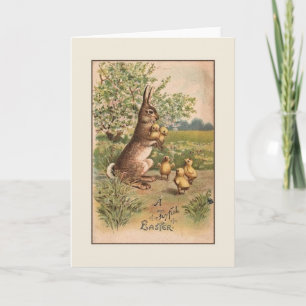 Carte de voeux lapin de Pâques vintage
