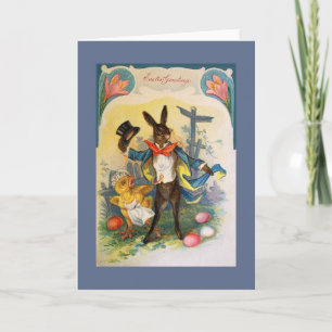 Carte de voeux lapin de Pâques vintage