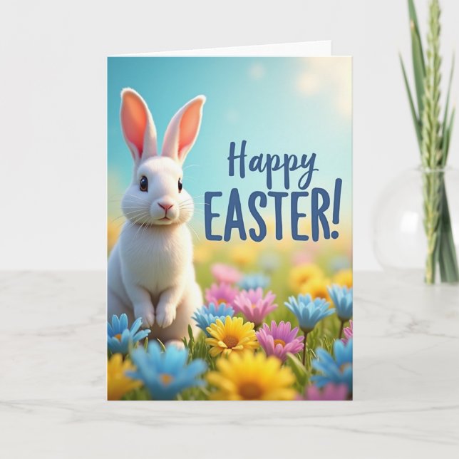 Carte de vœux Lapin de printemps (Devant)