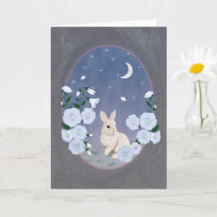 Carte de vœux Lapin du jardin au clair de lune 5x7